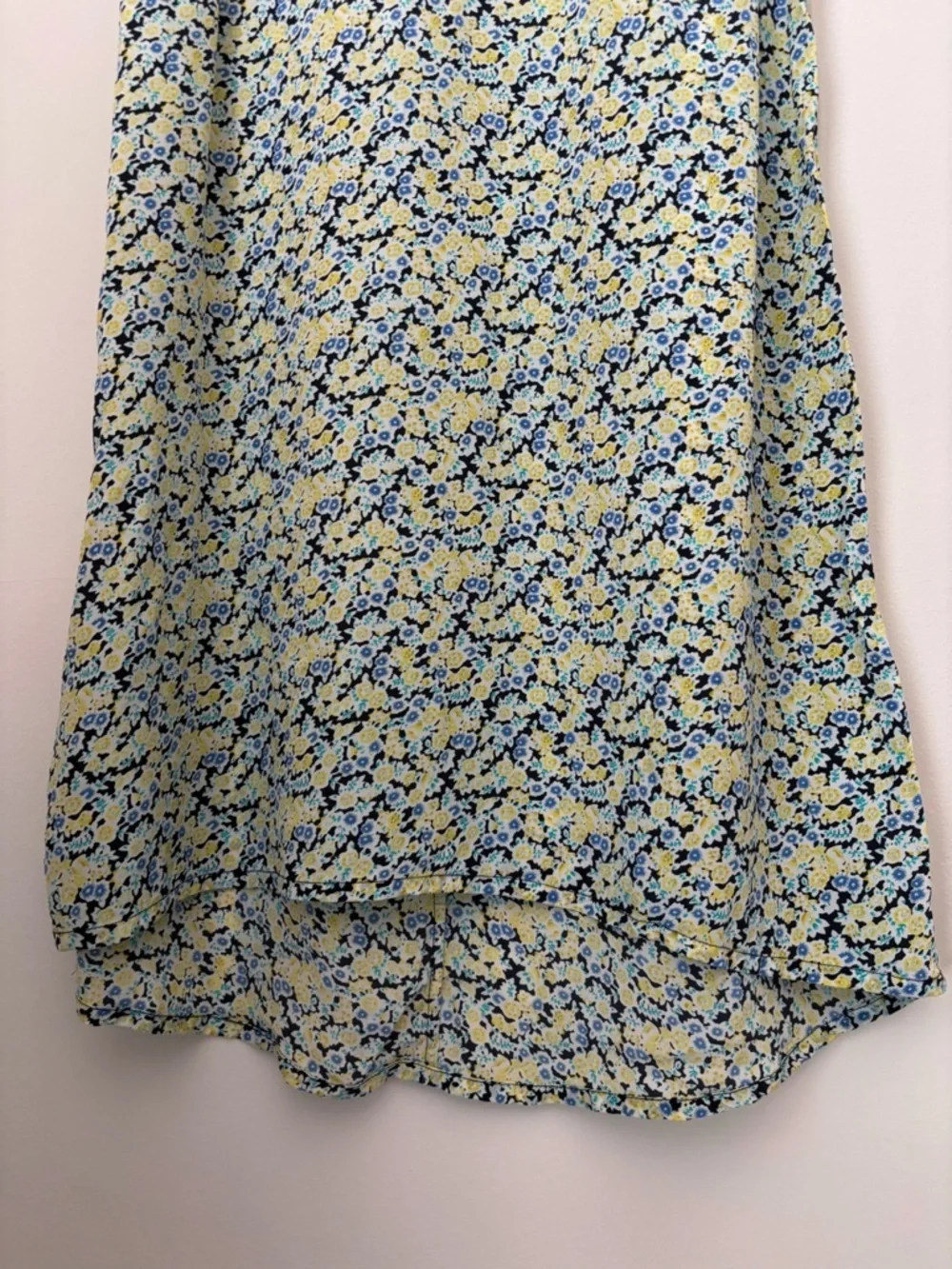 Equipment Yellow & Blue Floral Silk Sleeveless Shift Dress Large